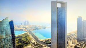 Uitzicht van bovenaf op Abu Dhabi
